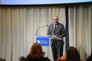 University of Kentucky President Eli Capilouto thanks the presenting researchers and addresses the CURATE crowd.